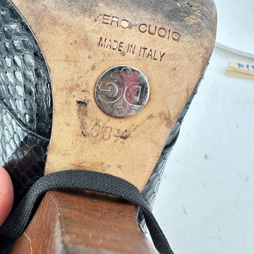 Dolce Gabbana Women Size EU 38.5 US 8.5 Black Snakeskin Leather Block High Heel - Picture 10 of 10